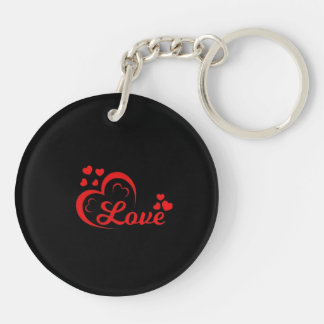 Rotes Love Heart Acryl-Rundschlüsselanhänger Schlüsselanhänger
