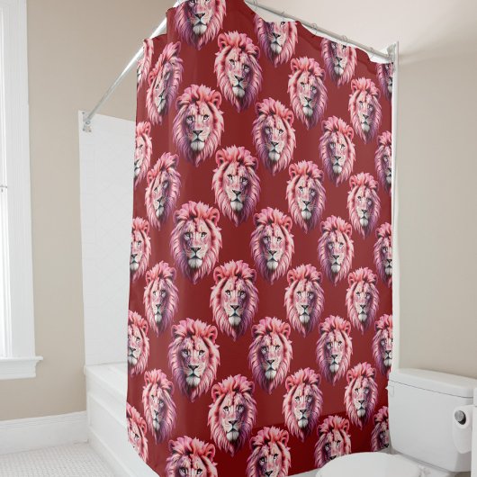 Rotes Löwenkopf-Design  Duschvorhang