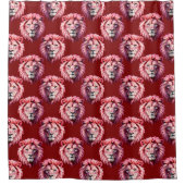 Rotes Löwenkopf-Design  Duschvorhang (Vorderseite)