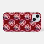 Rotes Löwenkopf-Design iPhone 15 Hülle (Rückseite (Horizontal))