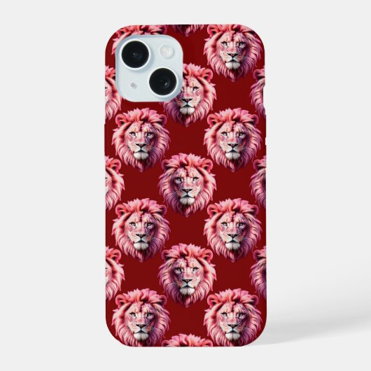 Rotes Löwenkopf-Design iPhone 15 Hülle (Rückseite)
