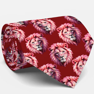 Rotes Löwenkopf-Design Krawatte