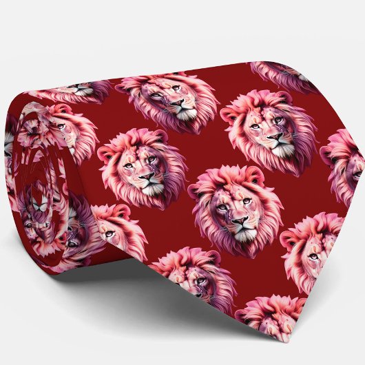 Rotes Löwenkopf-Design  Krawatte