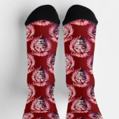 Rotes Löwenkopf-Design mit rosa Akzenten Socken (Oben)
