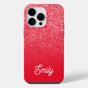 Rotes Luxus-Glitter und Ombre iPhone 14 Pro Max Hülle