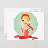 Rotes Mädchen Postkarte (Vorne/Hinten)