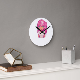 Rotes Mädchen Runde Wanduhr