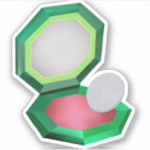 Rotes Makeup in grünem Compact Aufkleber (Vorderseite)