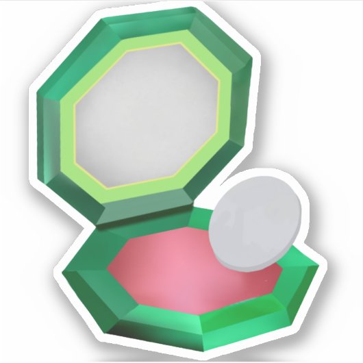 Rotes Makeup in grünem Compact Aufkleber (Vorderseite)