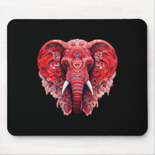 Rotes Mandala-Aart-Elefant-Tril-Yoga-Grafik Mousepad