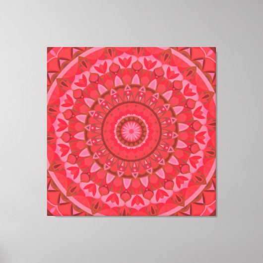 Rotes Mandala-Boho-Geometrisches-Warm-Statement-De Leinwanddruck (Vorderseite)