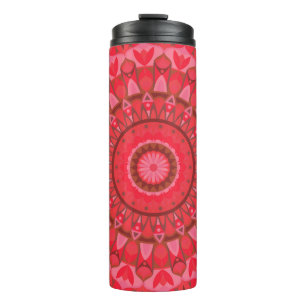 Rotes Mandala-Boho-Reisemuster-Warm-Design Thermosbecher