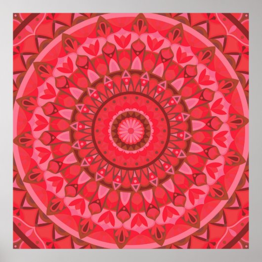 Rotes Mandala Bold Boho Lebendig Energetische Lieb Poster (Vorne)