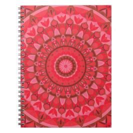Rotes Mandala Bold Boho Lebendiges Liebes-Geometri Notizblock