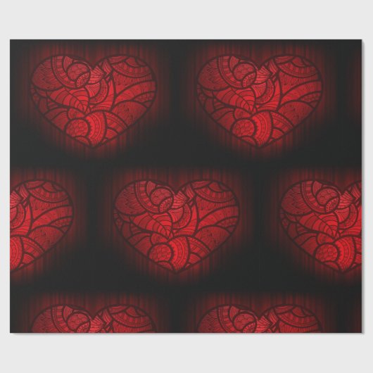 Rotes Mandala Herz Romantisches Boho Muster Geschenkpapier (Flach)