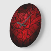 Rotes Mandala Herz Romantisches Boho Muster Große Wanduhr (Winkel)