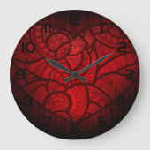 Rotes Mandala Herz Romantisches Boho Muster Große Wanduhr (Vorderseite)