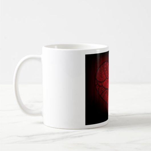 Rotes Mandala Herz Romantisches Boho Muster Kaffeetasse (Links)