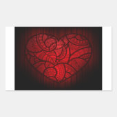 Rotes Mandala Herz Romantisches Boho Muster Rechteckiger Aufkleber (Vorderseite)