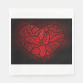 Rotes Mandala Herz Romantisches Boho Muster Serviette (Vorderseite)