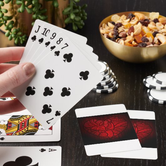 Rotes Mandala Herz Romantisches Boho Muster Spielkarten (In Situ)