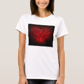 Rotes Mandala Herz Romantisches Boho Muster T-Shirt (Vorderseite)
