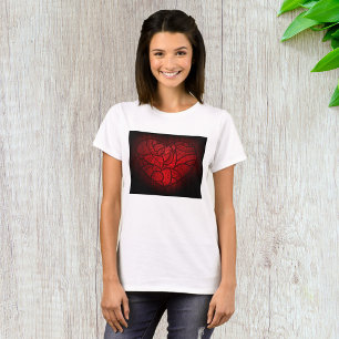 Rotes Mandala Herz Romantisches Boho Muster T-Shirt