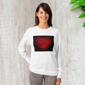 Rotes Mandala Herz Romantisches Boho Muster T-Shirt