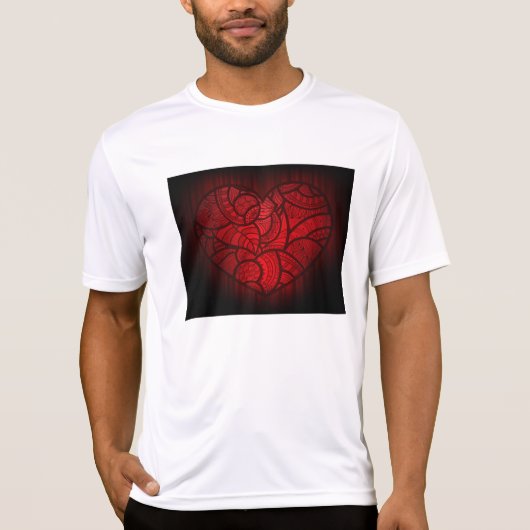 Rotes Mandala Herz Romantisches Boho Muster T-Shirt (Vorderseite)