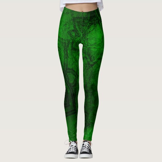 Rotes Mandala-Muster Leggings (Vorderseite)