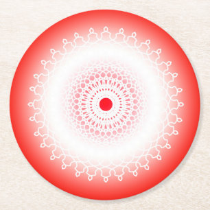 Rotes Mandala Runder Pappuntersetzer