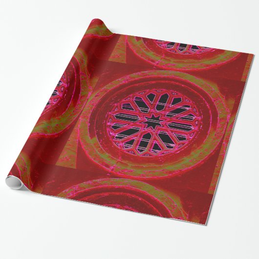 Rotes Mandala-Verpackungspapier Geschenkpapier (Ungerollt)
