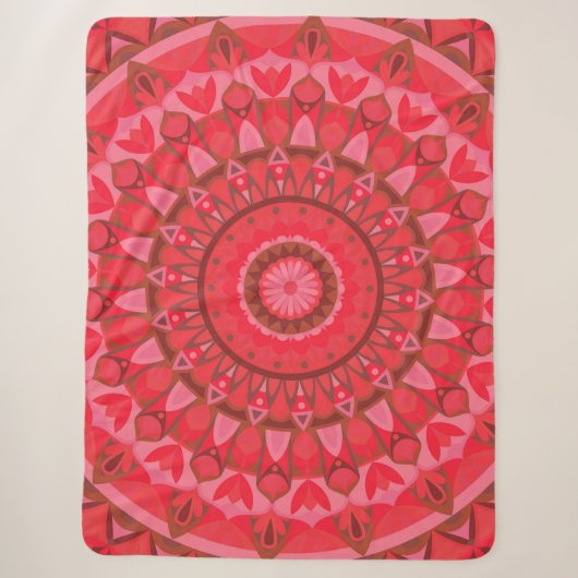 Rotes Mandala-Warm-Boho-Muster Kuschelige Weiche H Sherpadecke (Vorderseite)