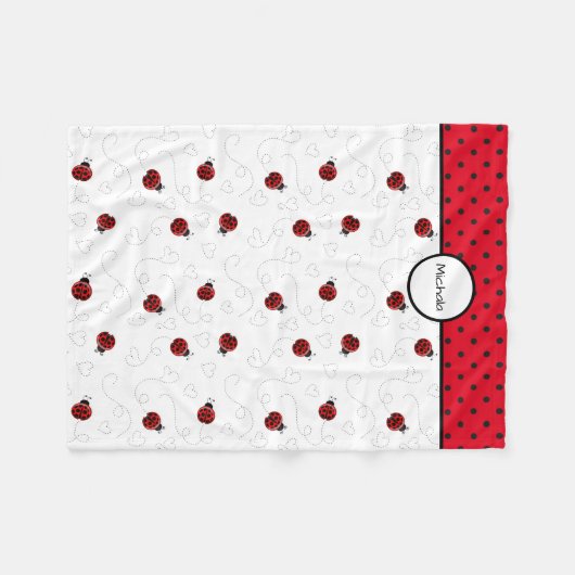 Rotes Marienkäfer-Muster personalisiert Fleecedecke (Vorderseite (Horizontal))