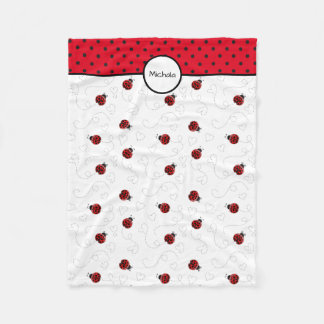 Rotes Marienkäfer-Muster personalisiert Fleecedecke