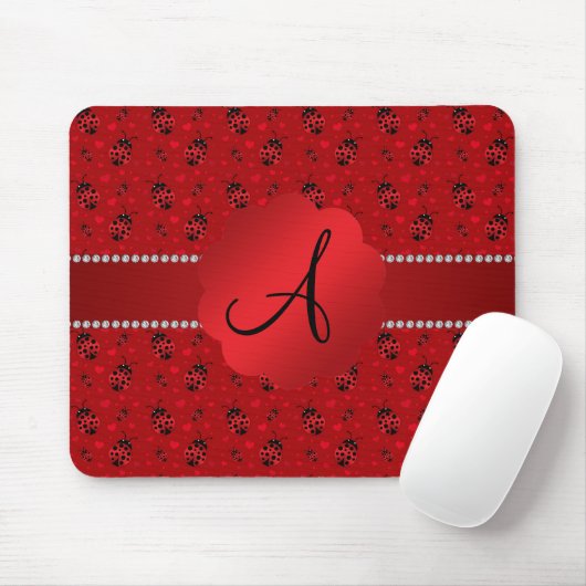 Rotes Marienkäfermuster des Monogramms Mousepad (Mit Mouse)
