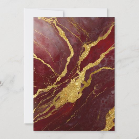 rotes Marmormuster mit Gold Einladung (Vorderseite)