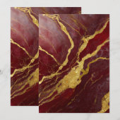 rotes Marmormuster mit Gold Einladung (Vorne/Hinten)