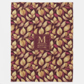 Rotes Marone Gold Glitter Herbstlaub Muster Fleecedecke (Vorderseite)