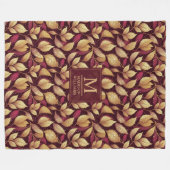 Rotes Marone Gold Glitter Herbstlaub Muster Fleecedecke (Vorderseite (Horizontal))