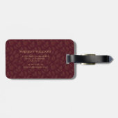 Rotes Marone Gold Glitter Herbstlaub Muster Gepäckanhänger (Rückseite horizontal)