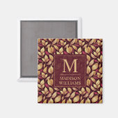 Rotes Marone Gold Glitter Herbstlaub Muster Magnet (Vorderseite/Rückseite)