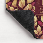 Rotes Marone Gold Glitter Herbstlaub Muster Mousepad (Ecke)