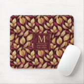 Rotes Marone Gold Glitter Herbstlaub Muster Mousepad (Mit Mouse)