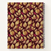 Rotes Marone Gold Glitter Herbstlaub Muster Notizblock (Rückseite)