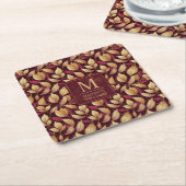 Rotes Marone Gold Glitter Herbstlaub Muster Rechteckiger Pappuntersetzer (angewinkelt)