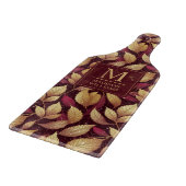 Rotes Marone Gold Glitter Herbstlaub Muster Schneidebrett (Ecke)