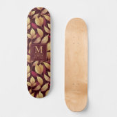 Rotes Marone Gold Glitter Herbstlaub Muster Skateboard (Vorderseite)