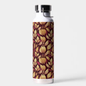 Rotes Marone Gold Glitter Herbstlaub Muster Trinkflasche (Links)