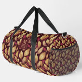 Rotes Maroon-Gold-Glitter-Herbstblätter-Muster Duffle Bag (Rechte Ecke)